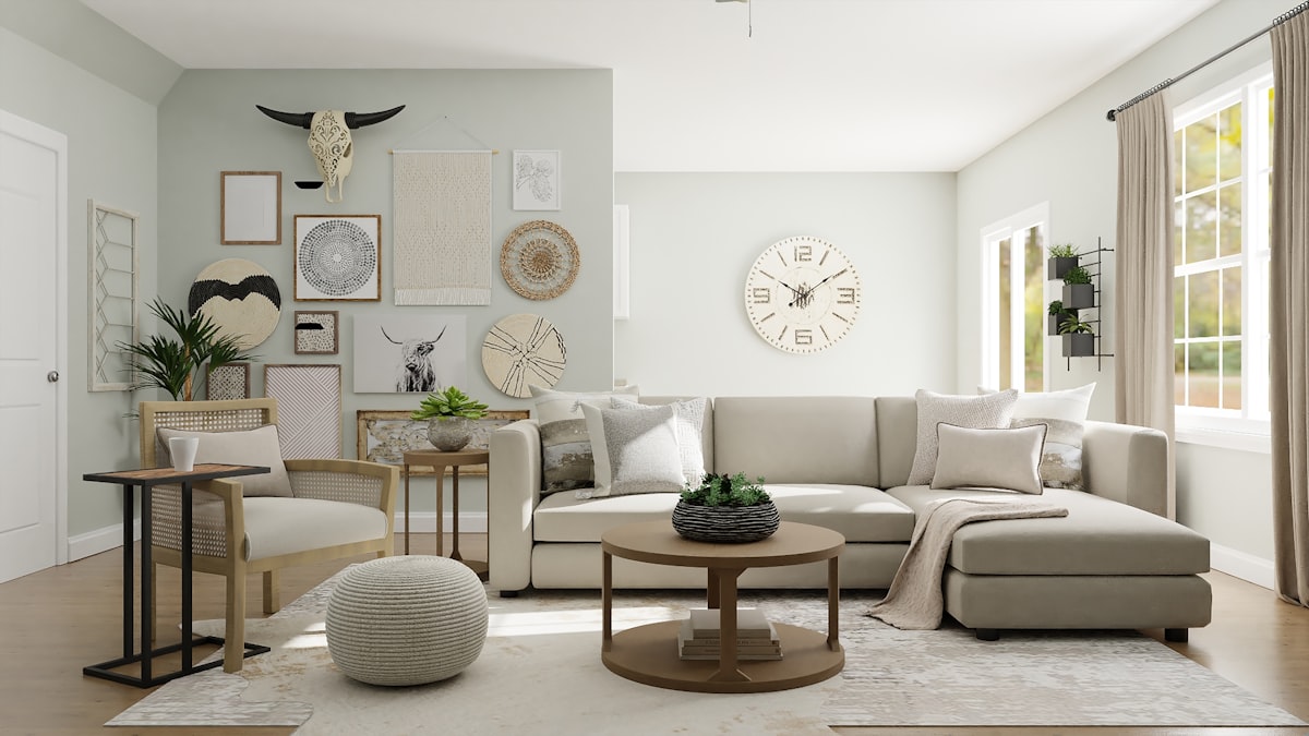 Ambiente acolhedor com poltrona e plantas